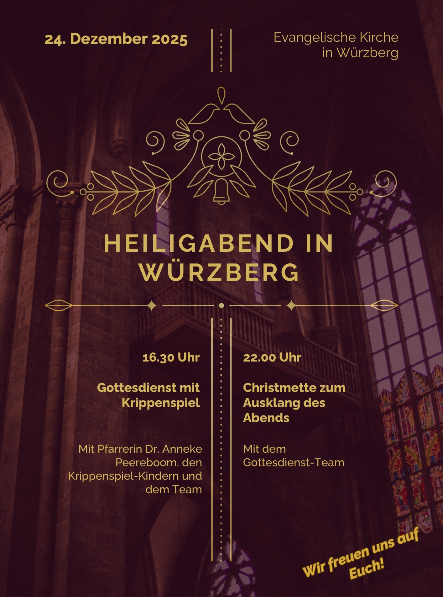 *Gottesdienst mit Krippenspiel an Heiligabend in Würzberg*
🎄 Heiligabend in Würzberg 🎄
Am 24. Dezember lädt die Evangelische Kirchengemeinde Würzberg herzlich zu den Gottesdiensten an Heiligabend ein.
* Um 16.30 Uhr findet ein Gottesdienst mit Krippenspiel statt.
* Um 22.00 Uhr feiern wir die Christmette zum Ausklang des Abends.