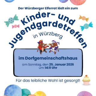 Der Würzberger Elferrat lädt auch 2026 zum Kinder- und Jugendgardetreffen am Sonntag 25.01.2026 ins Würzberger Dorfgemeinschaftshaus ein.
Beginn ist um 14:11 Uhr.
#Würzberg #Michelstadt #Garde #Fastnacht #Helau