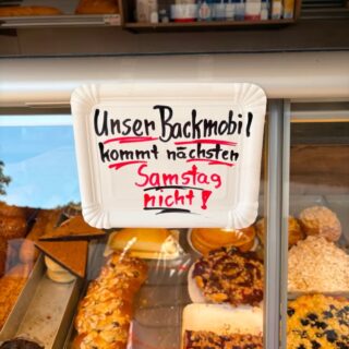 Backmobil: Keine Lieferung am Samstag 15.08.2026
Aufgrund des Feiertags in Bayern erfolgt am Samstag, 15.08.2026, keine Lieferung in Würzberg.
Die nächsten Lieferungen erfolgen wieder ab Do. 20.08.2026.
www.wuerzberg.info?p=7344
#Würzberg #Michelstadt #Backmobil