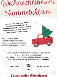 Am Samstag, 10.01.2026, werden in Würzberg wieder die Weihnachtsbäume eingesammelt.
Die @feuerwehrwuerzberg beginnt mit dem Einsammeln der Bäume um 09:30 Uhr.
-> Bitte die Bäume abgeschmückt und gut sichtbar an den Straßenrand legen.
Die Aktion ist kostenlos, jedoch freut sich die Feuerwehr über kleine Spenden. Durch diese Spenden wird die Arbeit der ehrenamtlichen Helfer unterstützt und die wichtigen Tätigkeiten der Feuerwehr gefördert.
https://www.wuerzberg.info/?p=6945
#würzberg #michelstadt #feuerwehr #weihnachtsbaum